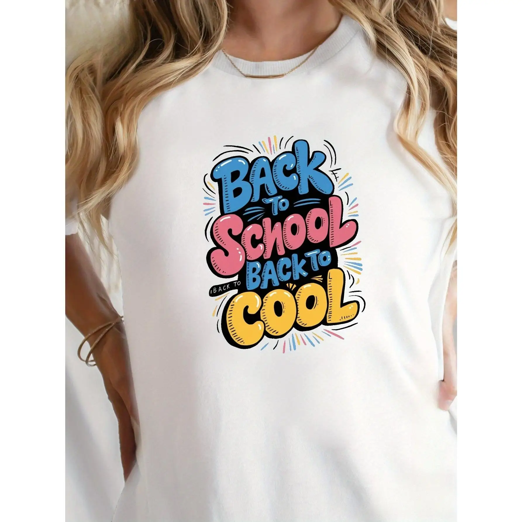 

Back to School Back to Cool T-shirt Funny Teachers Gift Casual Streetwear Top for Students Kids Teenagers Y2K Aesthetic Harajuku