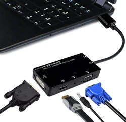 マルチポート4-in-1 hdmiからhdmi/dvi/vgaアダプターケーブル (オーディオ出力コンバーター付き)