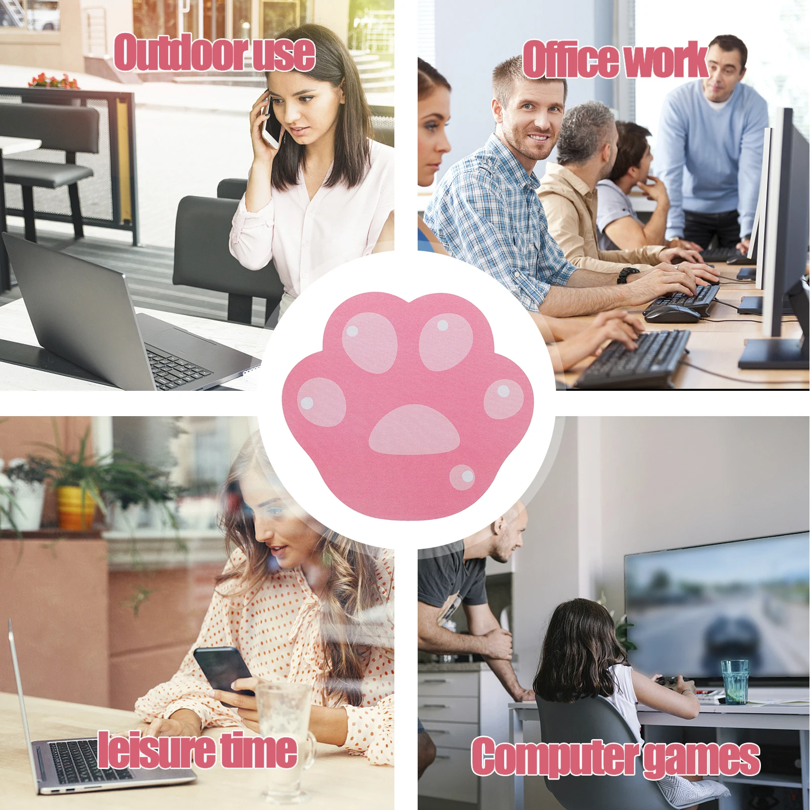 

Cat Claw Mouse Pad Cartoon Kitten Paw Design Non Slip Laptop Cushion Pink Animal Gaming Computer Accessories Desk Pad Mouse Mat