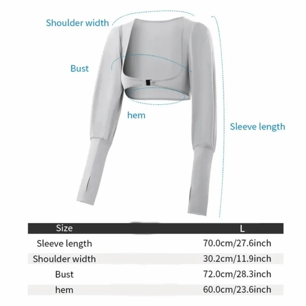 Nuovo Sciarpa/Top Sportivo da Donna in Seta Ghiaccio con Fori per le Dita, Anti-UV, Traspirante, Rinfrescante, Slim, a Maniche Lunghe