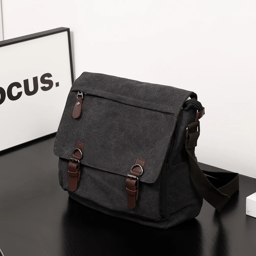 

Korean style trendy men's crossbody bag, single shoulder student computer bag, neutral canvas mailman bag