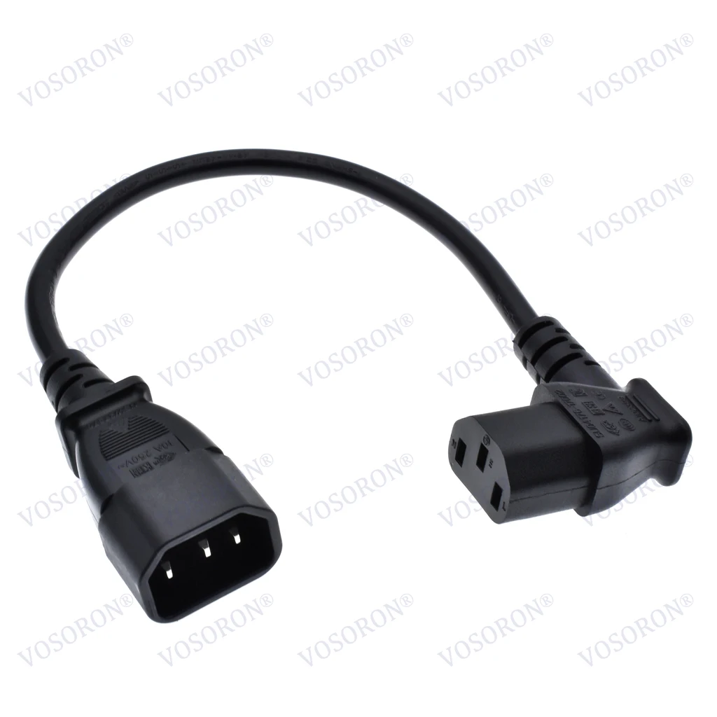 30CM Right or Left Angled IEC 320 C13 to C14 Male to Female Power Adapter Extension cable for LCD LED Mount TV