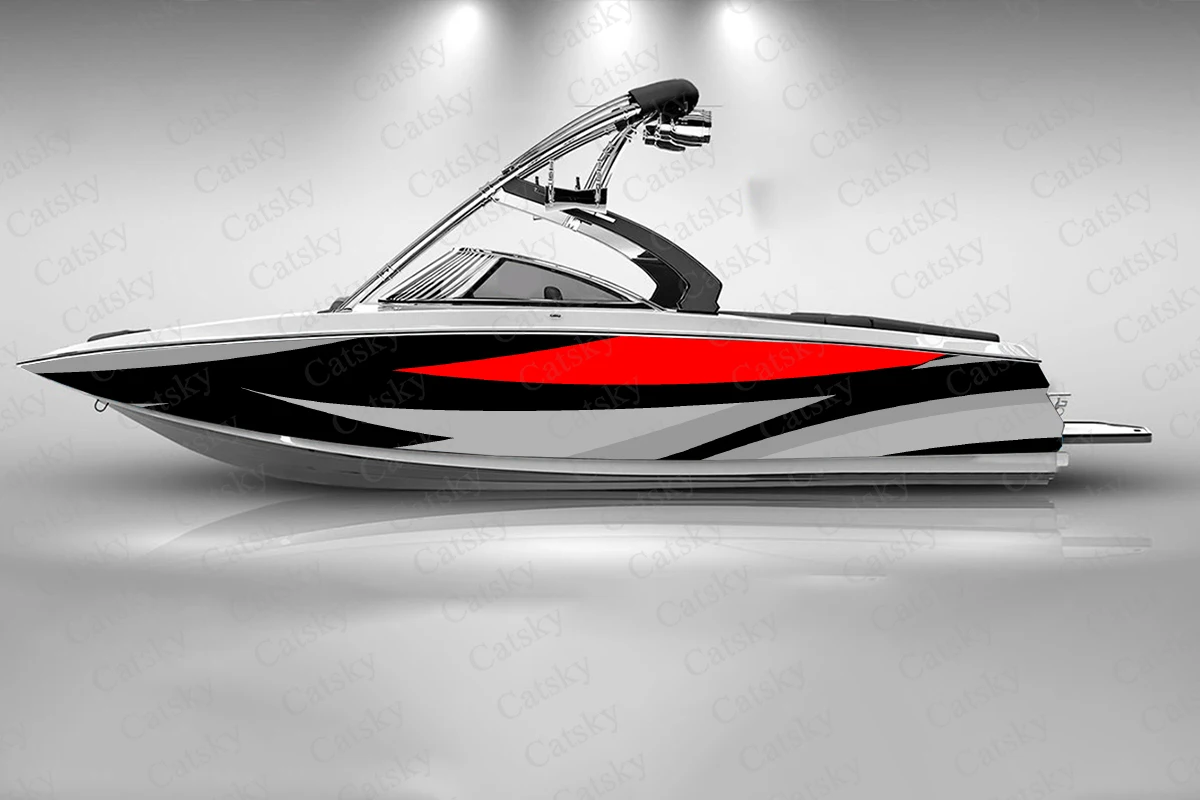 Boat Irregular Colored Arrows Graphic Fashion Sticker Packaging Waterproof Custom Ship Red Stripes Wrap Vinyl Decal Decoration