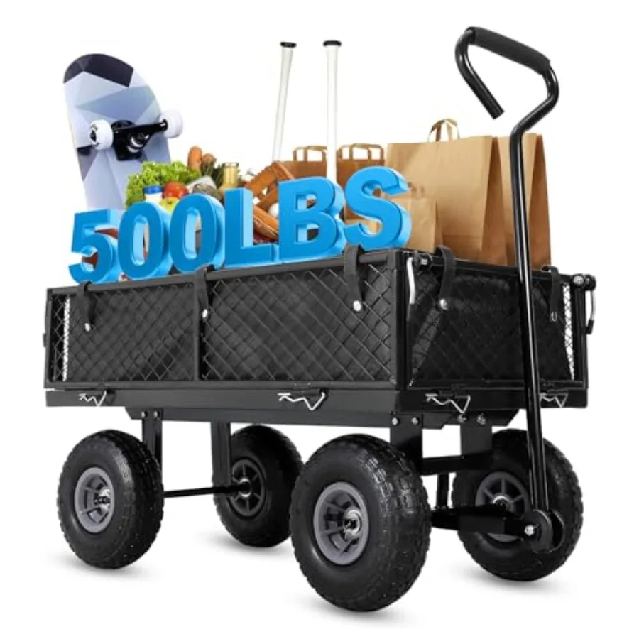 Steel Garden Cart, 440 Lbs Utility Wagon with Removable Liner