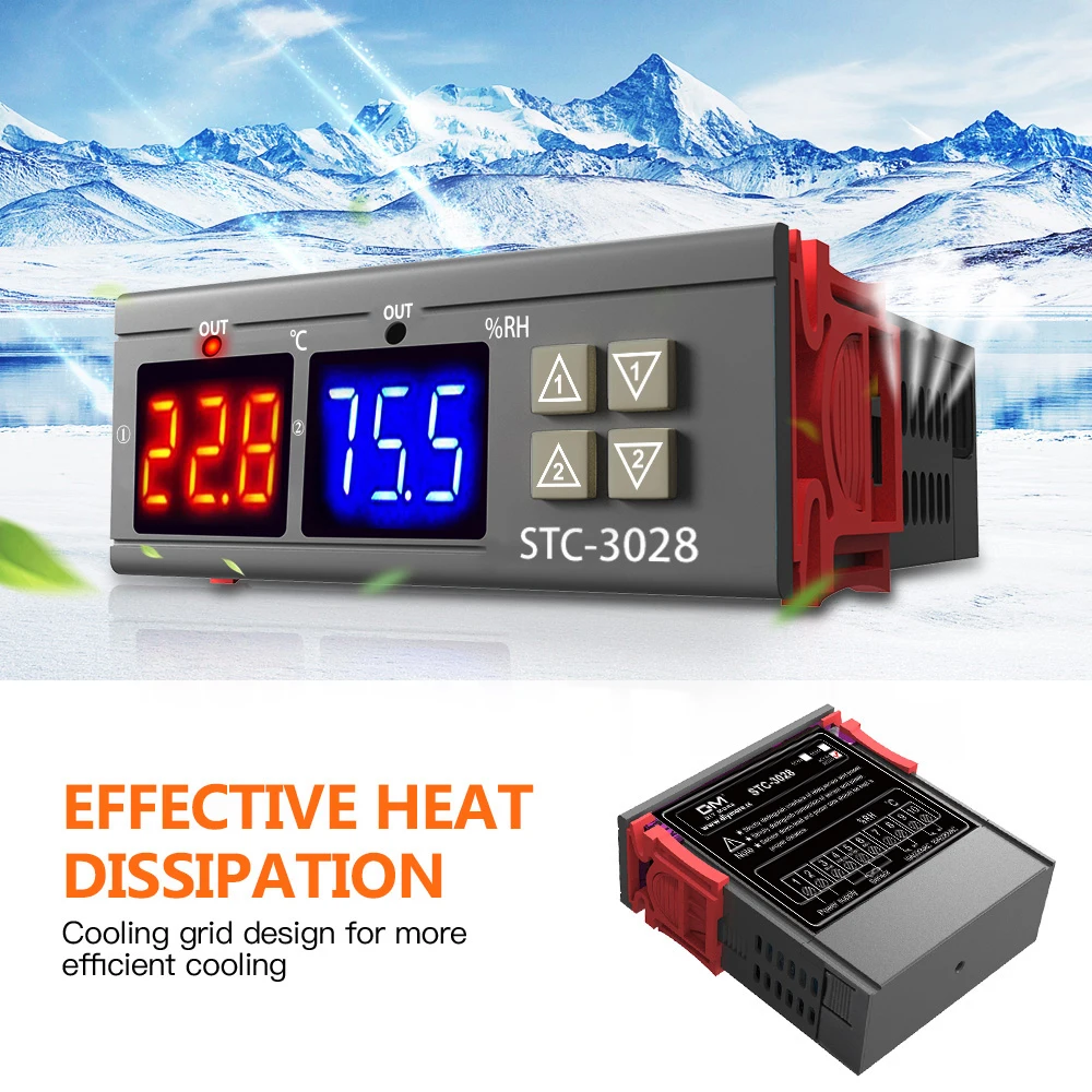 STC-1000/3008/3018/3028 SHT2000 Temperature and Humidity Controller Incubator Thermometer Hygrometer 12V 24V 12V-72V 110V-220V