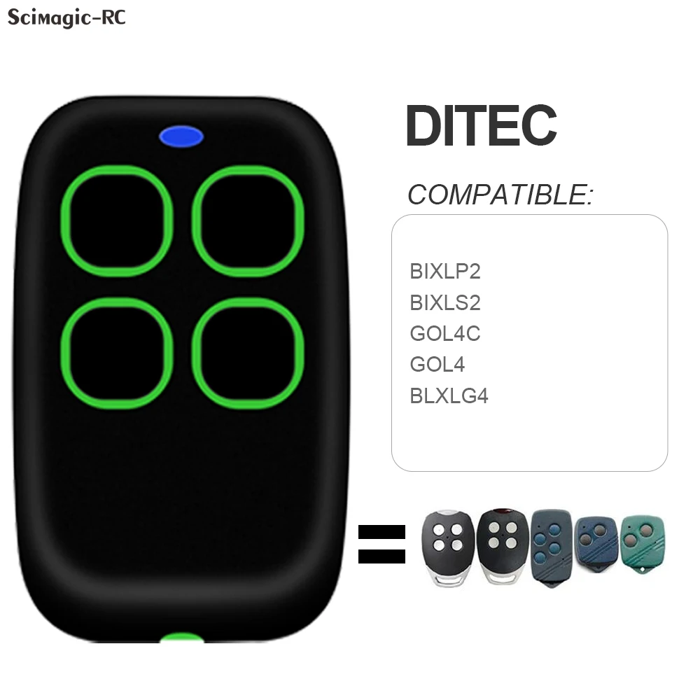 

For DITEC GOL4C BIXLG4 BIXLS2 BIXLP2 GOL4 Garage Door Remote Control Gate Opener Command 433.92MHz Rolling Code and Fixed Code