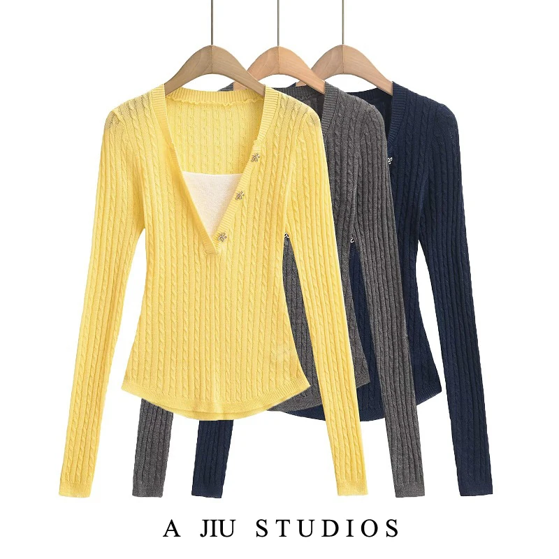 

Romantic Flutton Long Sve Knitted Top Women's Slim Fit ort Sle Base Layer irt Commute Sle Regular Thin