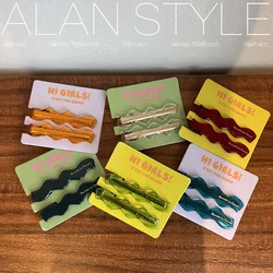 Ins New Korean Acetate Barrettes Sweet Cute Wave Geometric Hair Clips Set Plain Color Side Pins Women Girls Hair Accessories