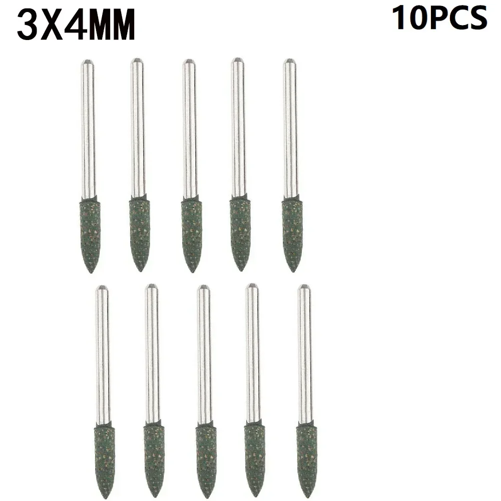 10pcs 4-12mm Conical Rubber Polishing Point Bit 3mm Shank Rotary Tools Rubber Polishing Burr Jade Jewelry Processing