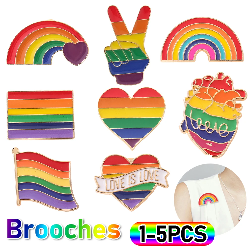 قوس قزح Pride مثليه مثلي الجنس القلب المينا بروش ، التلبيب دبابيس ، عاشق شارة ، ظهره ، الملابس ، مجوهرات هدية ، صديق ، 1-5 قطعة