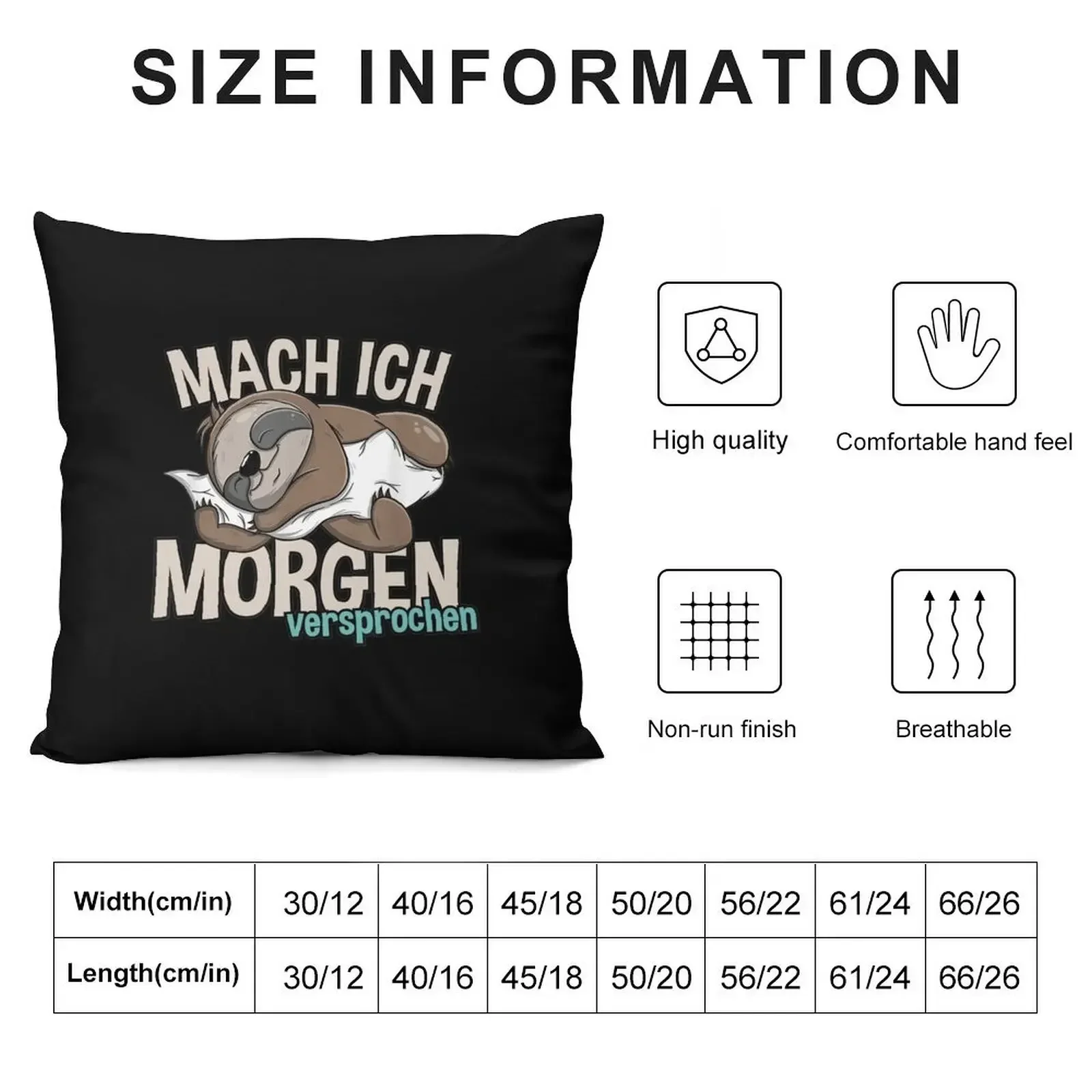 Faulenzer Faultier Mach Ich Morgen versprochen Faultier Throw Pillow ornamental pillows bed pillows sleeping pillows pillow