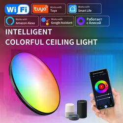 Tuya WiFi Smart LED Plafoniera 220V RGB Lampada da soffitto dimmerabile Funziona con Alexa Google Home Per la camera da letto Soggiorno Decorazioni per la casa