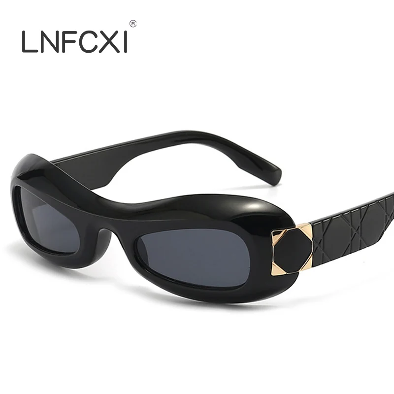 LNFCXI New Retro Trending Regular Punk Sunglasses Women Brand Popular Stripe Leg Unique Sun Glasses Men Vintage Shades Eyewear