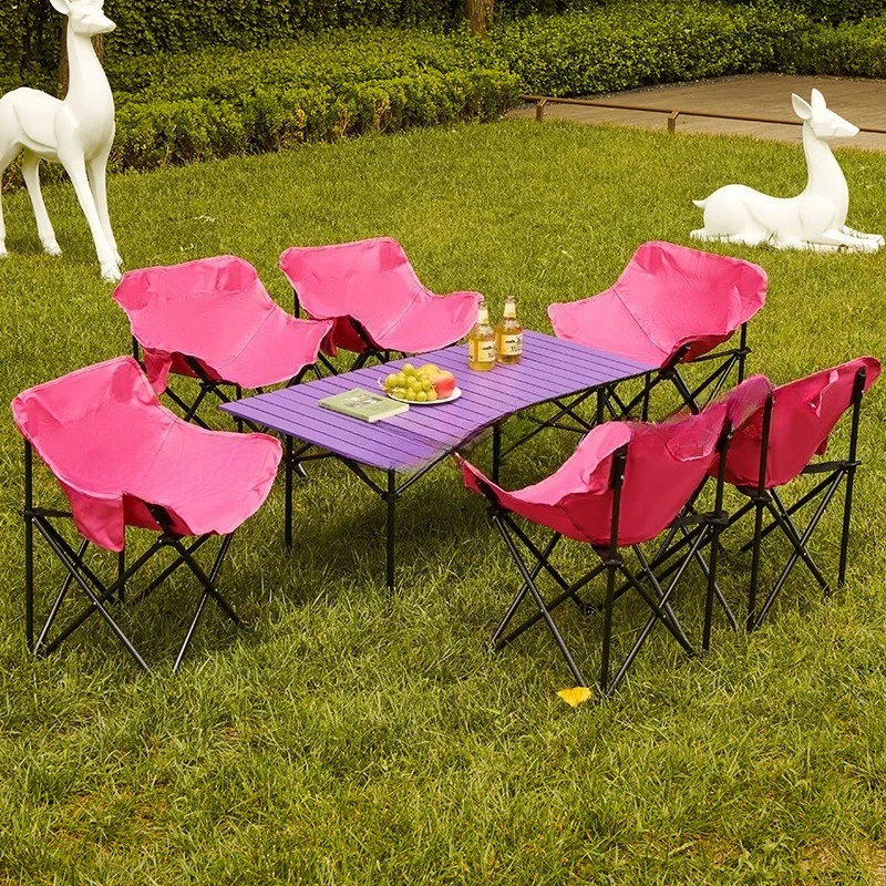 

New outdoor folding table camping table and chairs convenient egg roll table camping full set of equipment