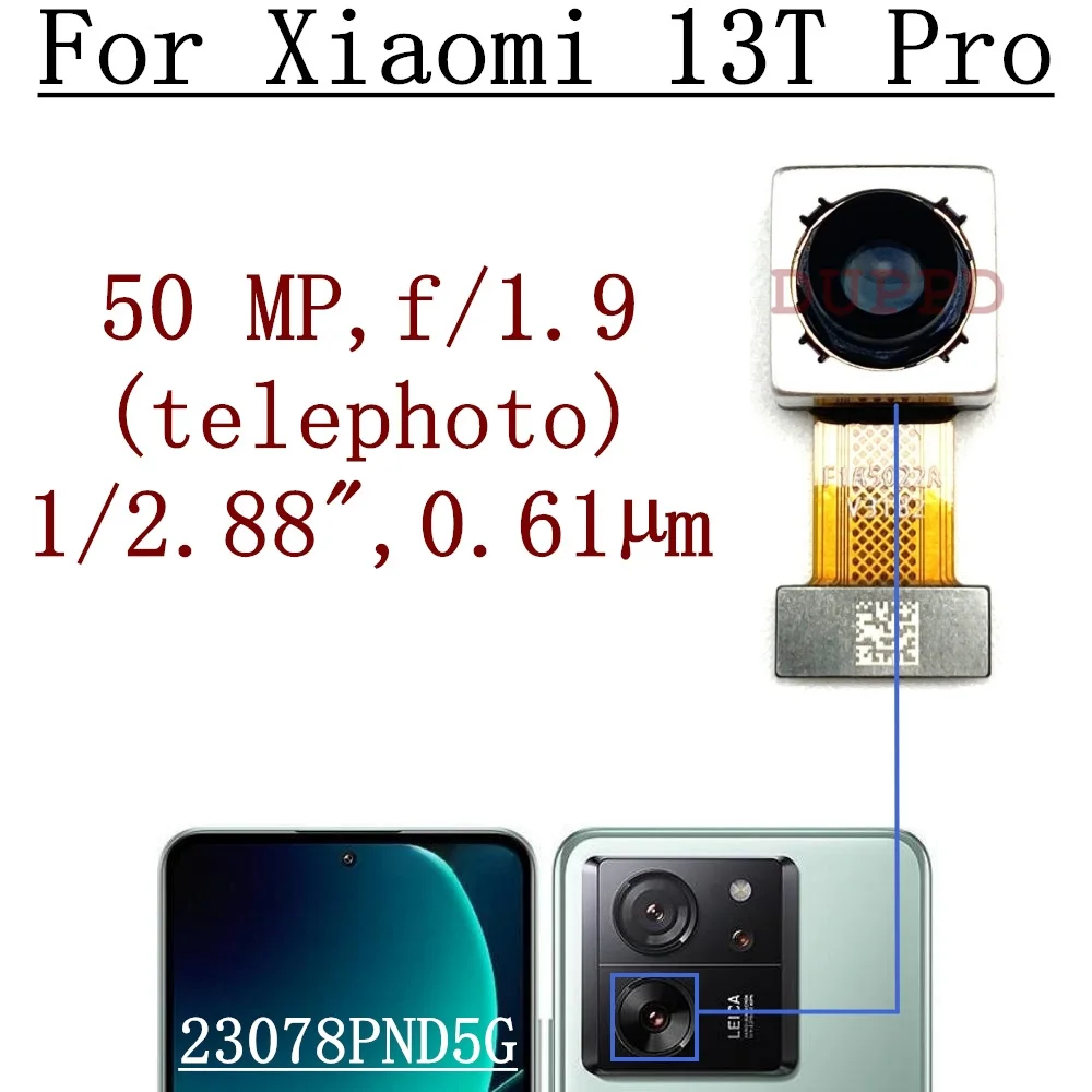 Front Facing Selfie Camera For Xiaomi 13T Pro 23078PND5G Telephoto Ultrawide Main Rear Wide Back Camera Phone Flex