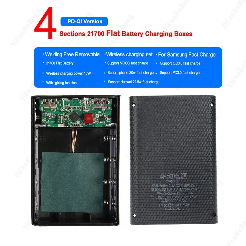Portátil diy power bank case 4*21700 carregador de bateria para telefones celulares-caixa de armazenamento escudo com capacidade de carga 5v 2.1a