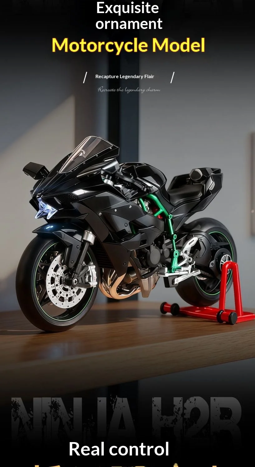 Kawasaki Ninja H2R 1:9 Motorradmodell aus Legierung mit Rauchsprüheffekt, Sammleredition, Geschenkbox für Motorradsammler – Detail 11