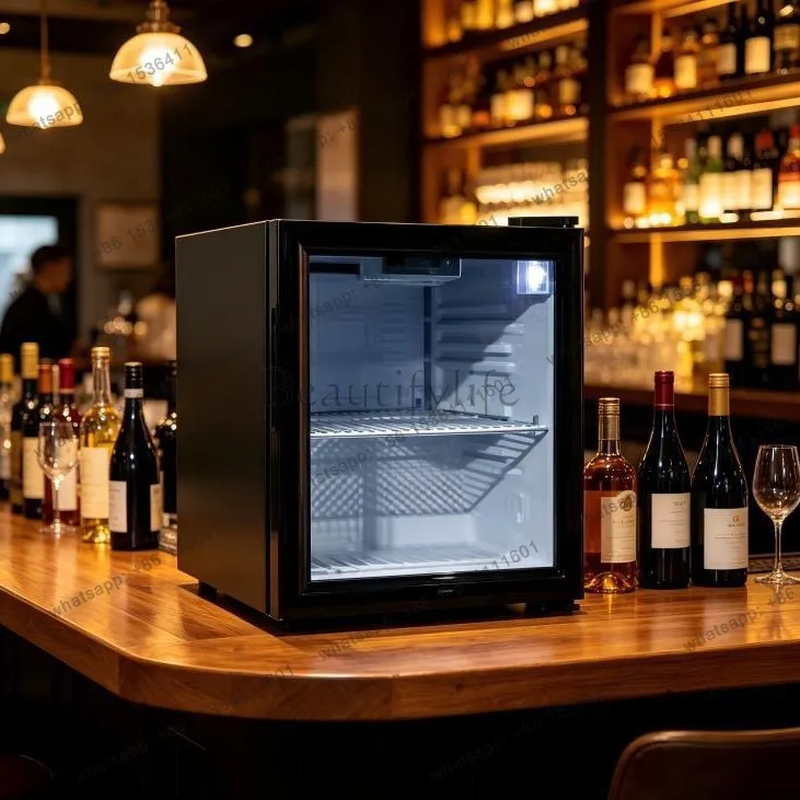 52L glass door acrylic functional beverage display cabinet 0~ 10 degrees refrigerated