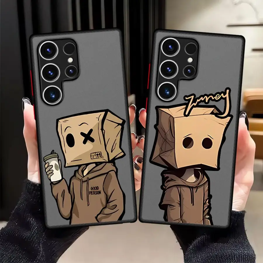 Emo Cartoon Paper Man Pattern Phone Case for Samsung Galaxy S20 S24 S22 Plus S8 Note 20 10 S25 S21 FE S9 S23 Ultra Soft Cover
