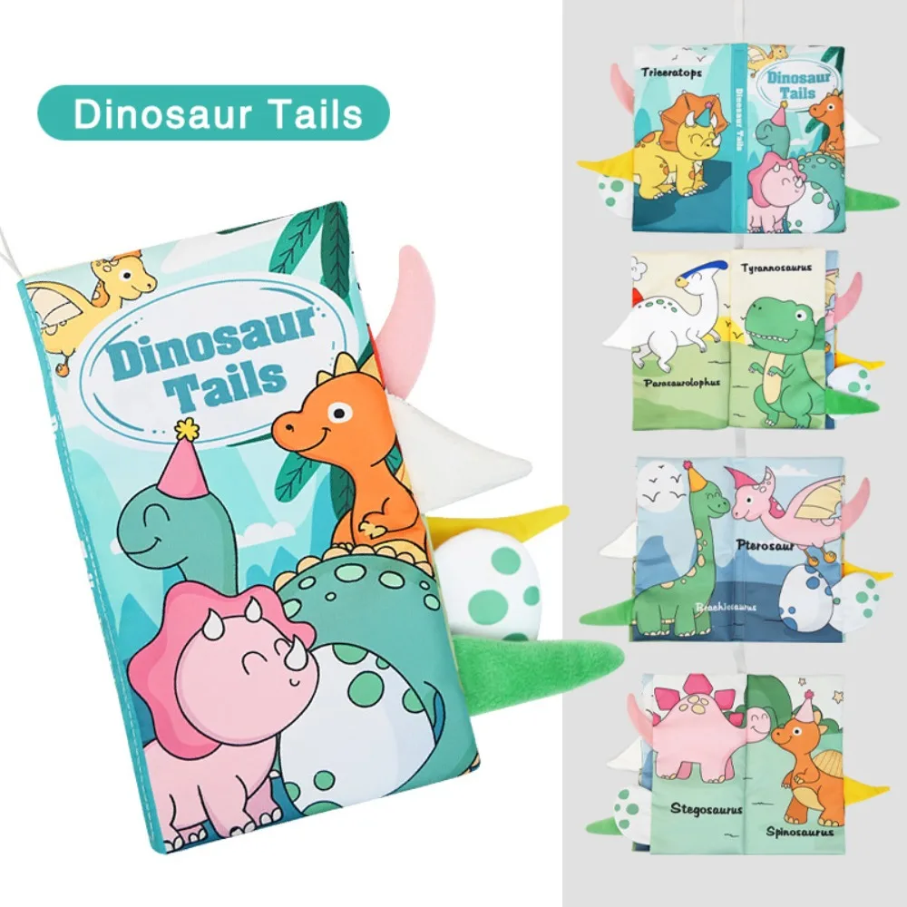 3D Animal Tail Cloth Book Washable Multifunctional Baby Cloth Book Early Education with Squeaking Sound Cloth Book Toys