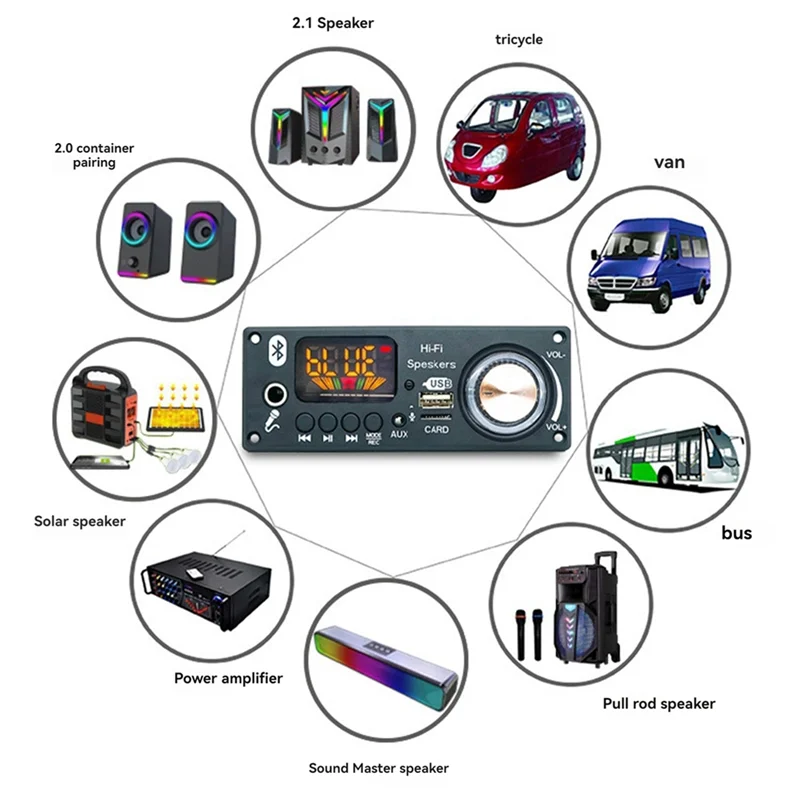 -ABGQ Bluetooth Audio Decoder Amplifier Board 2X80w 160W Amplifier Audio Player 12V DIY MP3 Player Car FM Radio Module TF USB