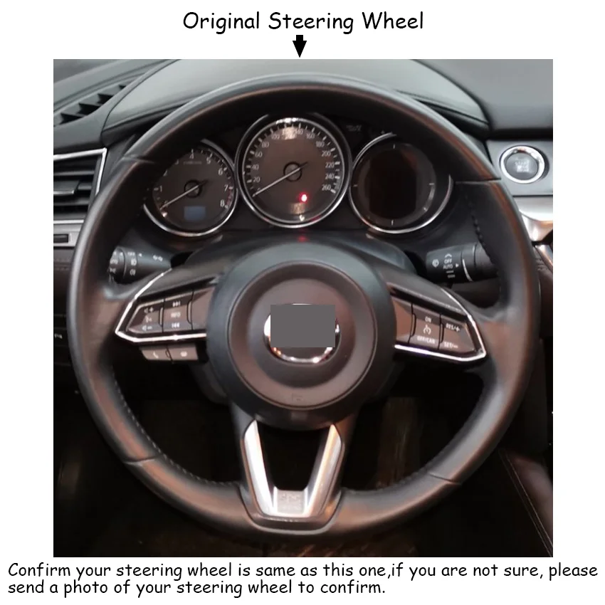 Hand Sewing Leather Car Steering Wheel Covers For Mazda 3 Axela 2017 2018 2019 Mazda 6 Atenza 2017-2019 CX-3 2018-2019