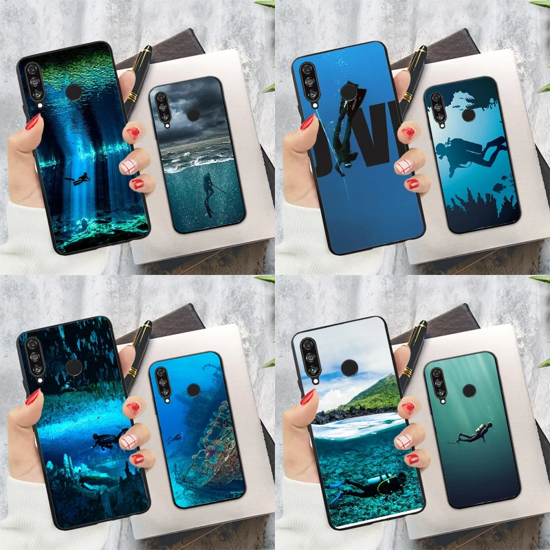 Scuba Diver Underwater Diving For Huawei Nova 11 9 10 SE Y60 Y70 Y90 Y61 Y91 Nova 3i 7i 8i 11i P20 P40 Lite P30 Pro Case