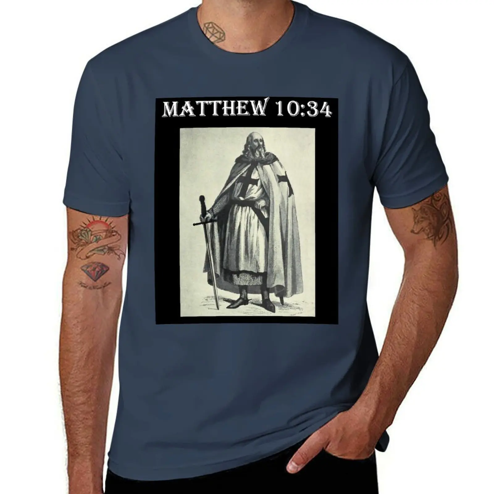 

Matthew 10:34 - Templar Knight T-Shirt Basic All Season Solid T-Shirt