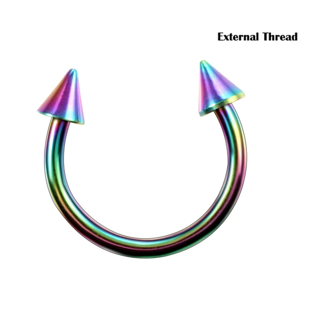 10Pcs G23 Titanium Bal Spike Hoefijzer Ring Interne Draad & Extermal Draad Neus Hoop Septum Oor Helix Kraakbeen Wenkbrauw ring