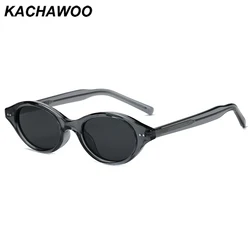 Kachawoo Polarized Sunglasses Small Frame Grey Black Brown TR90 Oval Sun Glasses for Men Women Retro Style Outdoor Shades Unisex