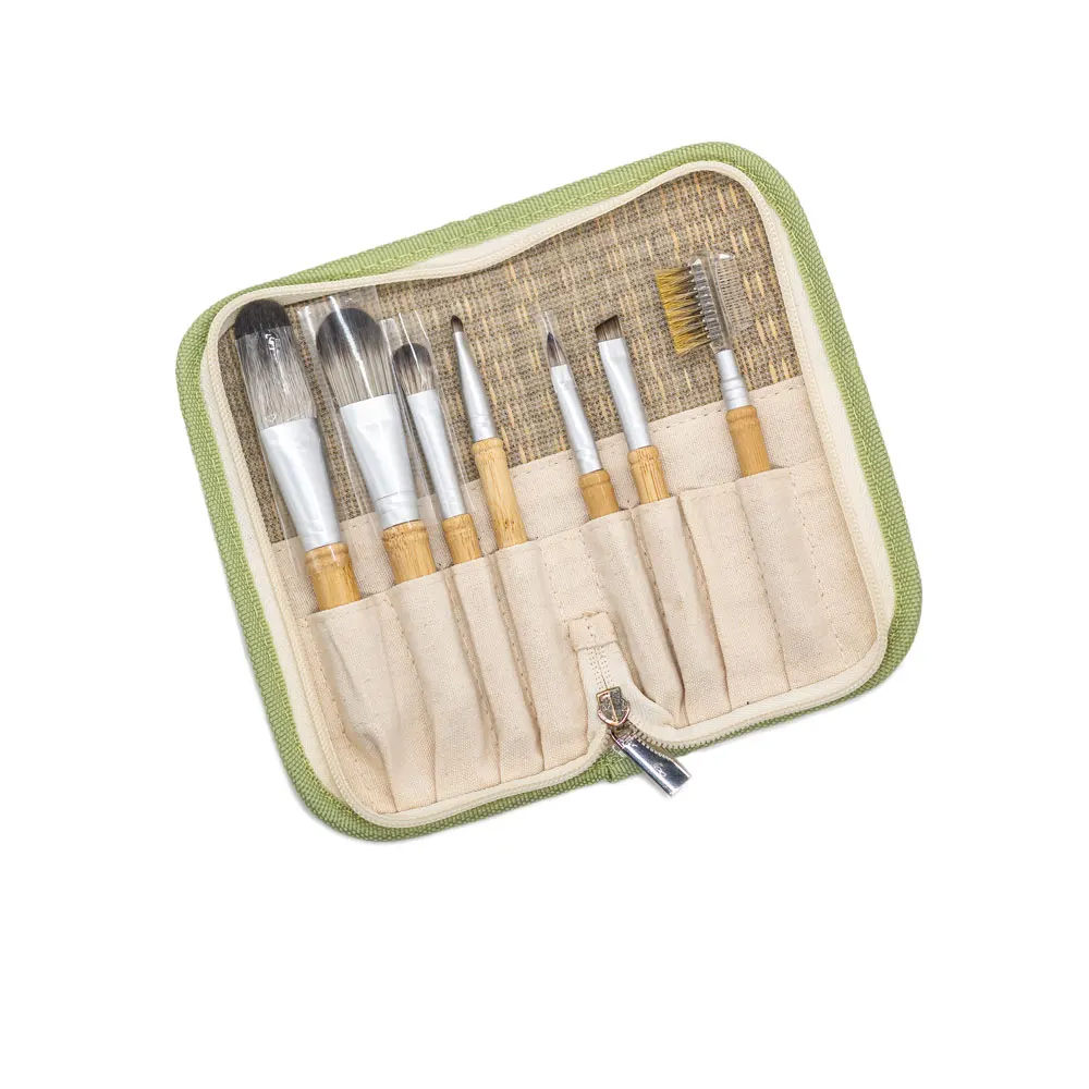 7-delige make-upborstelset met strozak Professionele zachte pluizige oogdetail Oogschaduw Cosmetische lip Foundation Contourborstels