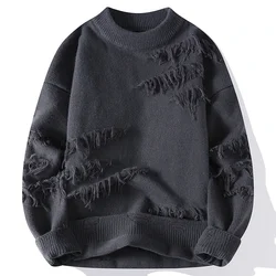 Autumn Winter y2k Sweater Men Retro Hole Fringed Loose Versatile Sweater For Men And Women Knitting Pullovers Sweater Streetwear