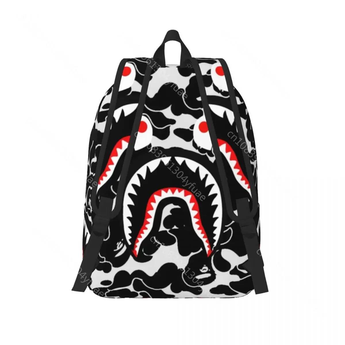 Shark Teeth Backpack Cartoon Animal Unisex Polyester Workout Backpacks Large Pretty High School Bags Rucksack Christmas Gift