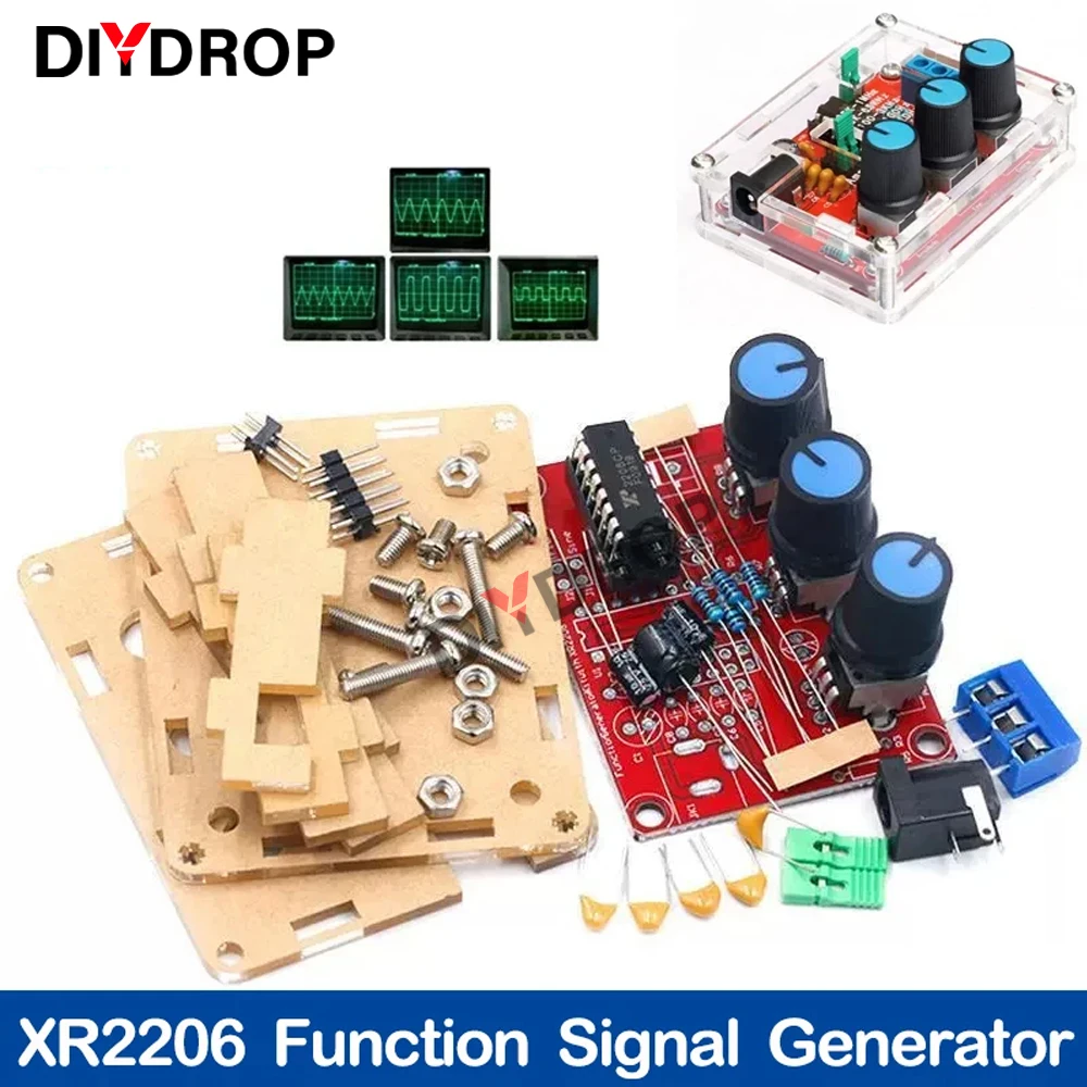 1Hz -1MHz XR2206 Function Signal Generator DIY Kit Sine/Triangle/Square Output Signal Generator Adjustable Frequency Amplitude