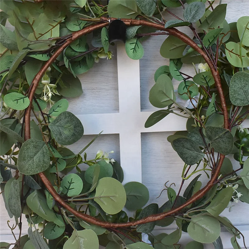 A59E-1 قطعة باب الديكور عيد الميلاد الأوكالبتوس العلامة التجارية الشهيرة الصغيرة إكليل الباب معلقة إكليل عيد الميلاد الأخضر أنيقة ومريحة