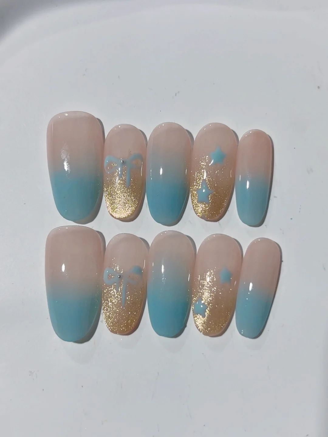 

French Gradient Cat Eye Nail Art Fashion Manicure (C409)