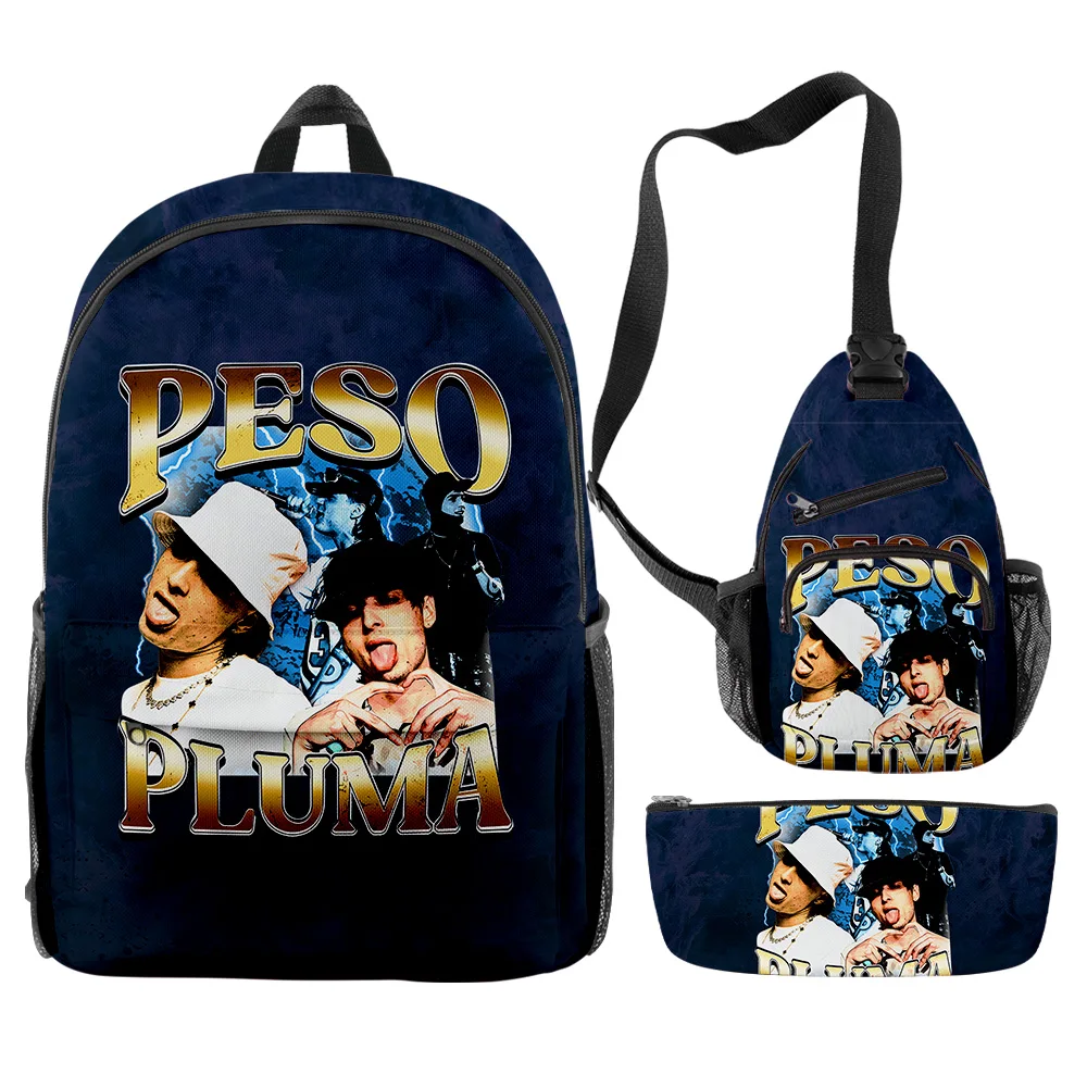 Peso Pluma Merch Backpack 2023 New Movie Daypacks 3 Pieces Sets Zipper Rucksack Shoulder Bag Pencil Bag