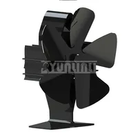Black Fireplace 5 Blades Heat Powered Stove Fan,Home Efficient Heat Distribution,Thermal Power Fireplace Fan