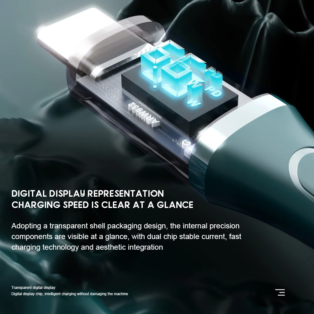 Зарядный кабель с цифровым дисплеем и двумя портами Type-C, легкий портативный зарядный шнур для смартфона