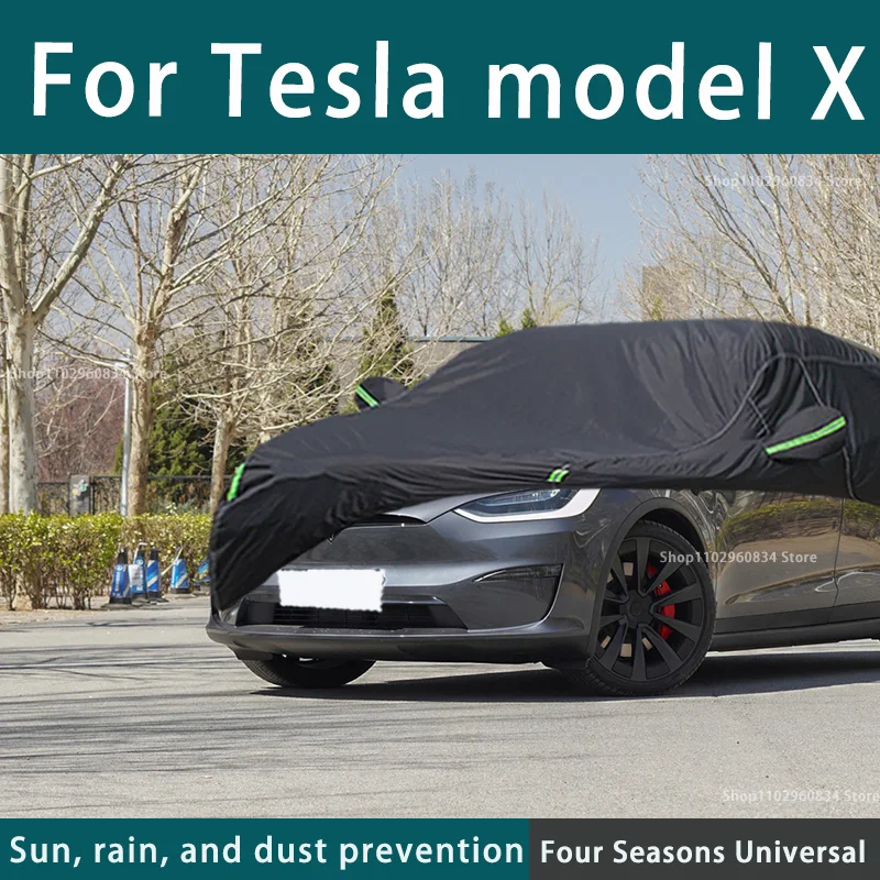 

For Tesla Modle X 210T Full Car Covers Outdoor Uv Sun Protection Dust Rain Snow Protective Car Cover Auto Black Cover