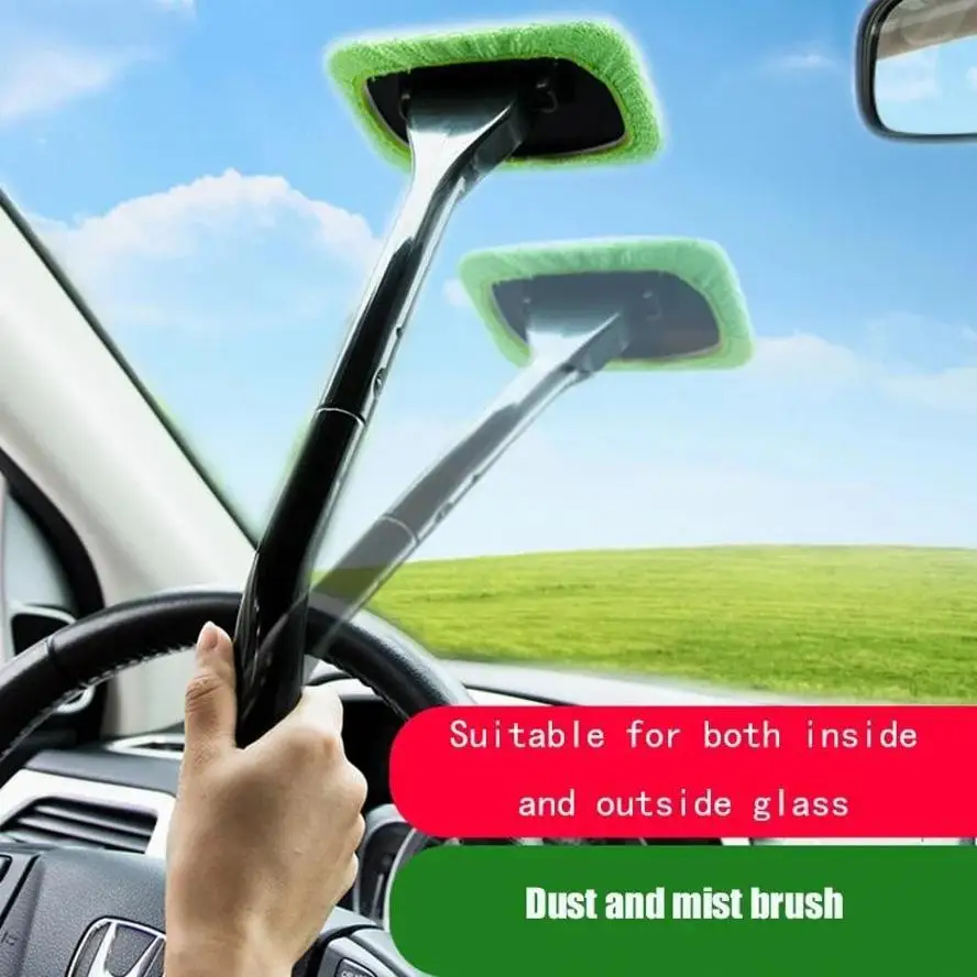 1 Pcs Car Window Cleaning Brush Kit Windshield Wiper Microfiber Wiper Cleaner Cleaning Brush Car Washing Tool With Long Handle