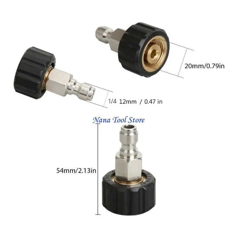 31GJ Efficient M22 14mm to 1/4Inch Quick Connection Adapter for Home Garden Pressure Washer Applications Cleaning Equipment