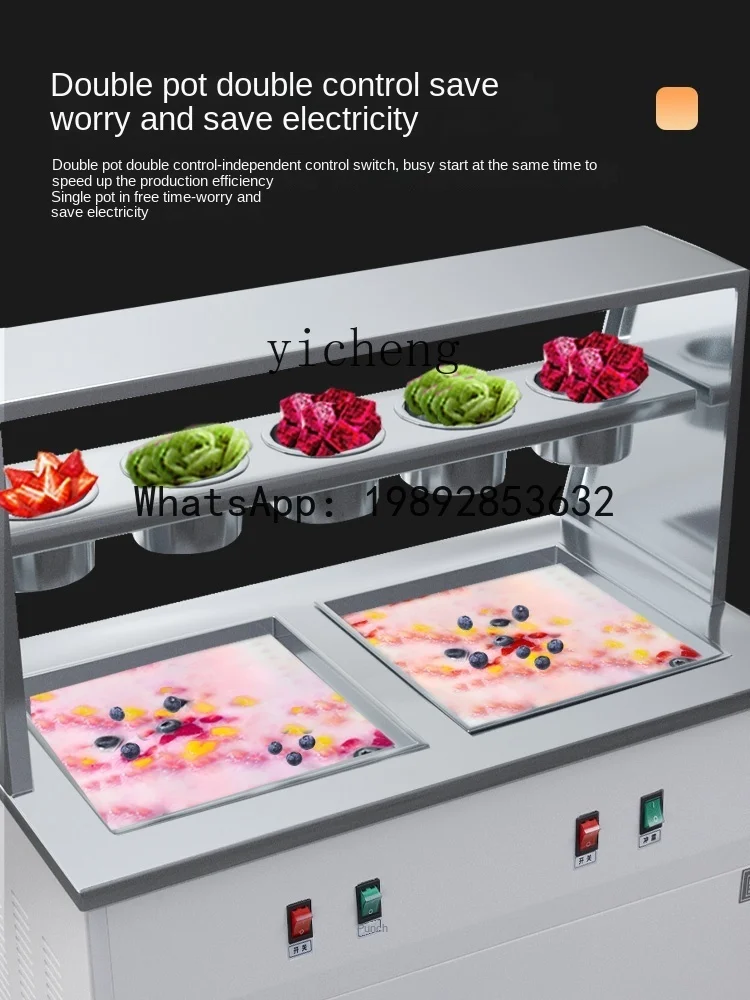 S2  Fried Ice Machine Thick Cutting Stall Yogurt Machine Ice Cream Fryer Fried Milk Ice Cream Roll Machine Single and Double view 5