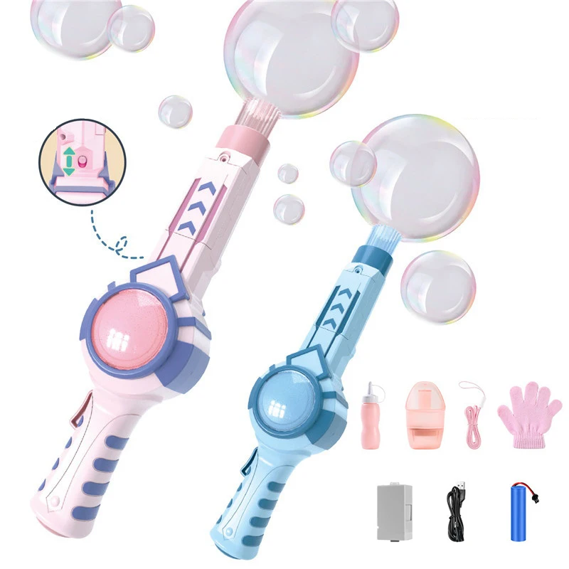 Machine À Bulles De Fumée, Baguette Magique À Bulles Élastiques De 31 X 8,5 Cm avec Lumières Colorées Et Musique,Machine À Bulle Rechargeable pour