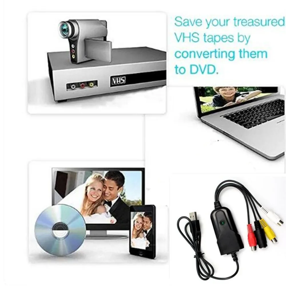 محول VHS إلى رقمي، جهاز بطاقة التقاط الفيديو، محول VHS VCR Hi8 Mini DV إلى Mac الرقمي لكاميرا الفيديو ومشغل شريط تلفزيون الكمبيوتر #6