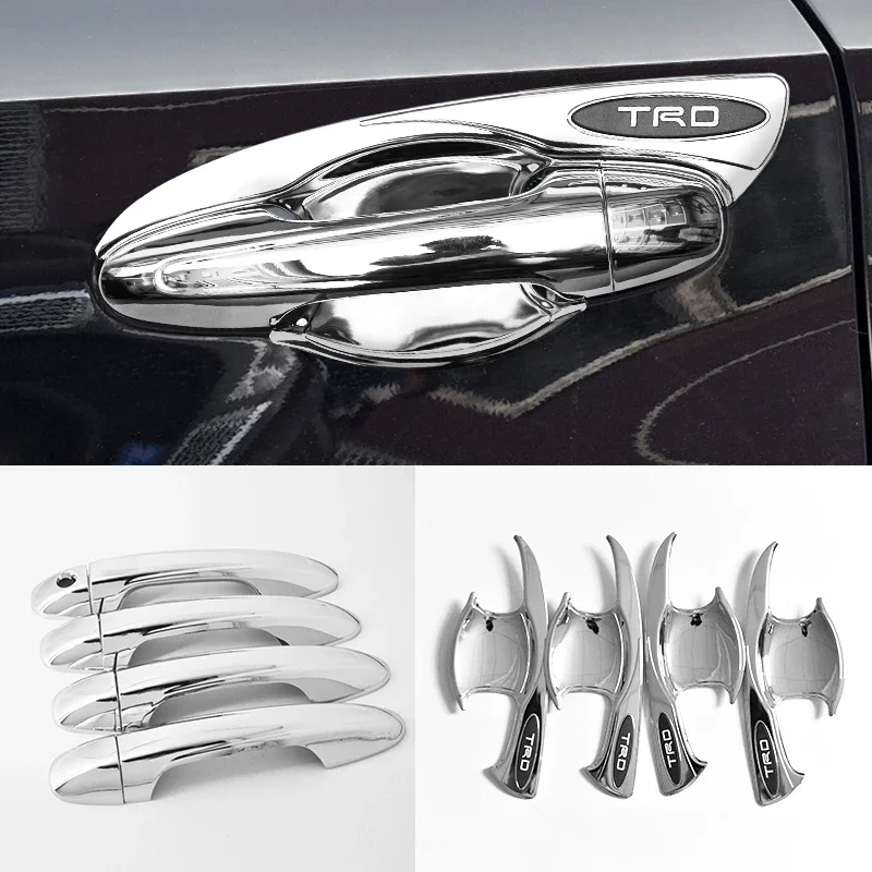 

Chrome silver car Side Door Handle bowl CUP Covers Trims For TOYOTA HILUX REVO 2016 2017 2018 2019