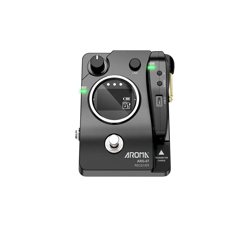 AROMA ARG-07 기타 무선 전송 시스템 LCD 디스플레이 채널 35m 범위 기타 송신기 수신기 기타 액세서리