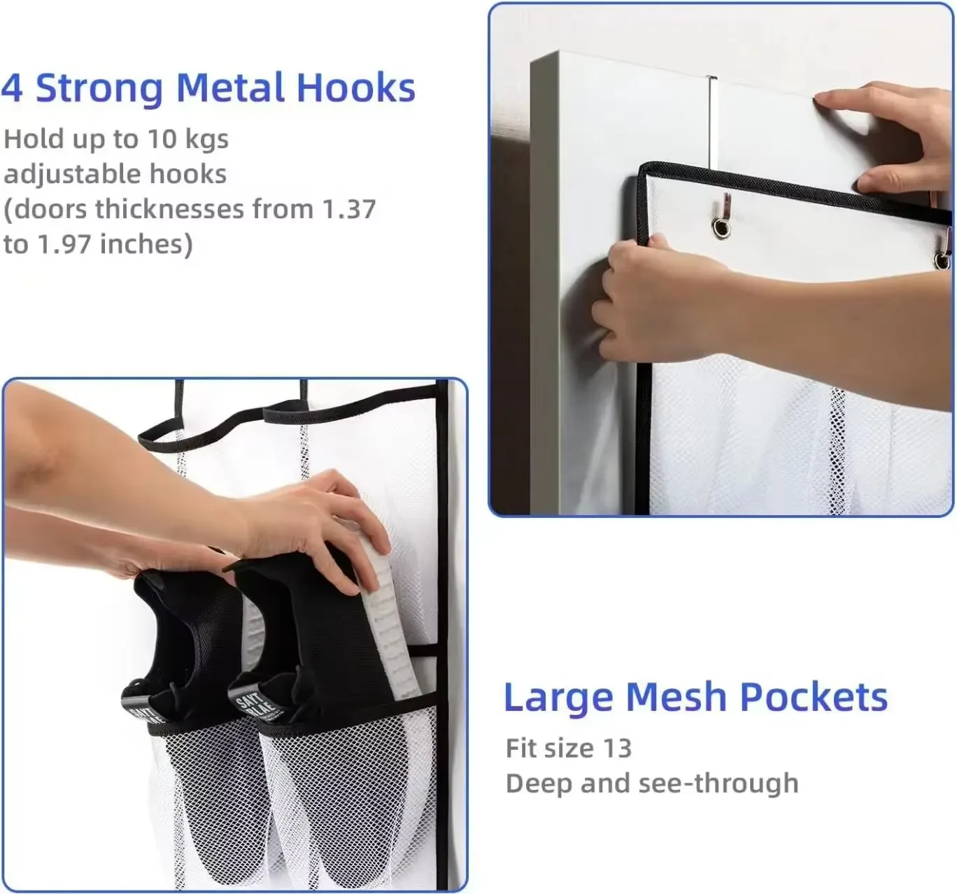 14/24/40 Grids Over The Door Shoe Rack Mesh Pockets Hanging Shoe Organizer For Closet Hanging Shoe Rack Holder - view 5
