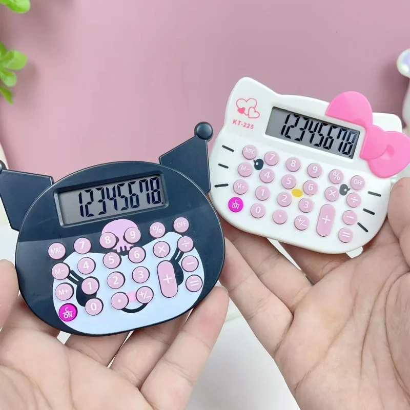 Sanrioed Calculator Kawaii Students Stationery Mathe Class Office Poratbel Mini Anime Hello Kitty Kuromi Cute Kids Girls Gifts