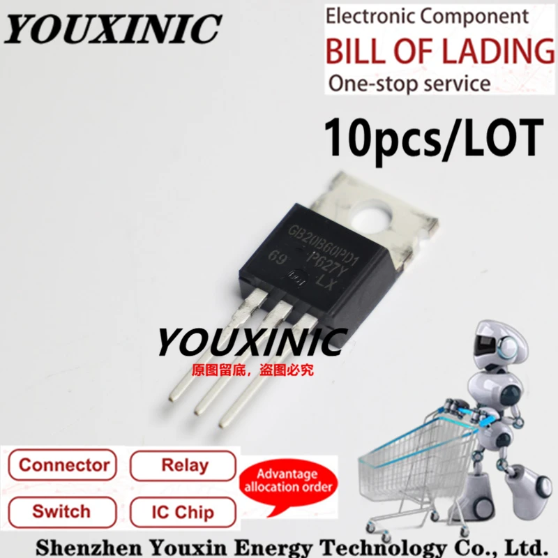 

YOUXINIC 2018+ 100% new imported original IRGB20B60PD1PBF IRGB20B60PD1 GB20B60PD1 TO-220 IGBT Transistor 600V 40A